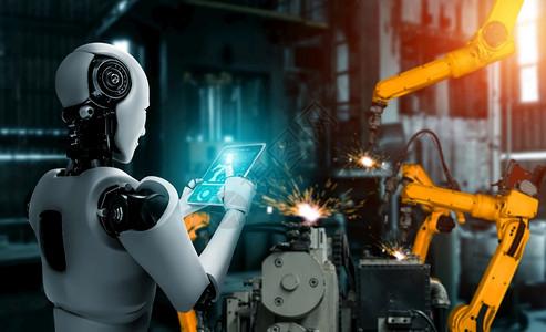 人工智能概念用于工厂生产装配的机械化工业器人和械臂自动的软件图片
